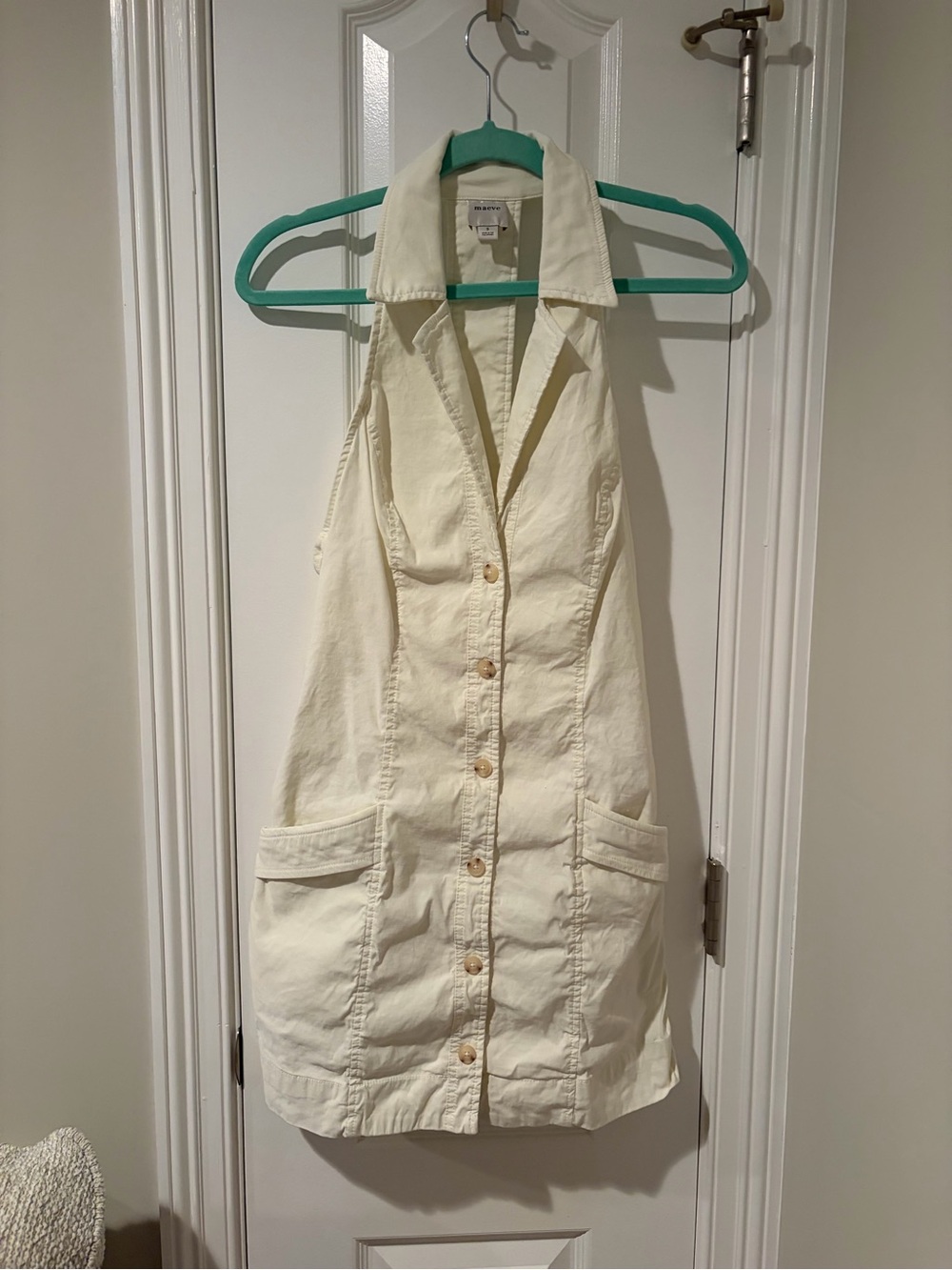 Maeve Cream Sleeveless Button-Front Dress